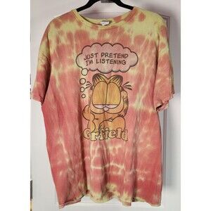 Junk Food Tees Garfield Just Pretend I'm Listening Tie Dye Shirt Oversized Small